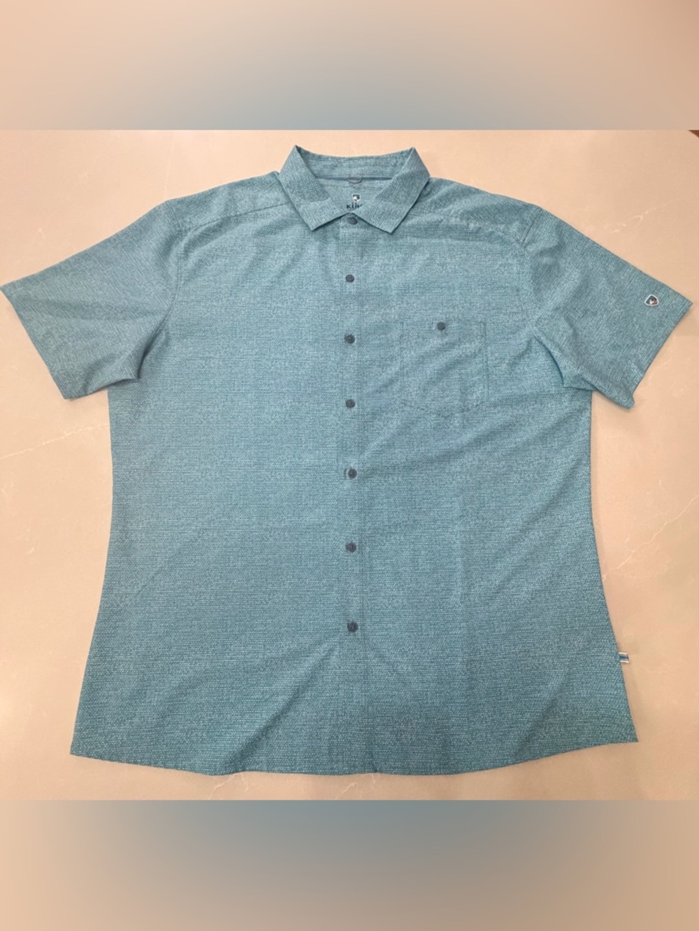 Kuhl Men’s Outdoors Blue Short-Sleeve Button-Down Shirt, XL